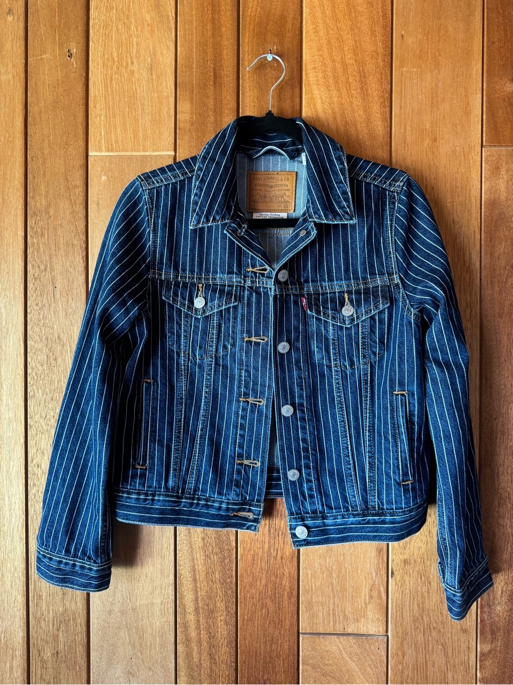 Levi's Blue and White Pinstripe Denim Jacket